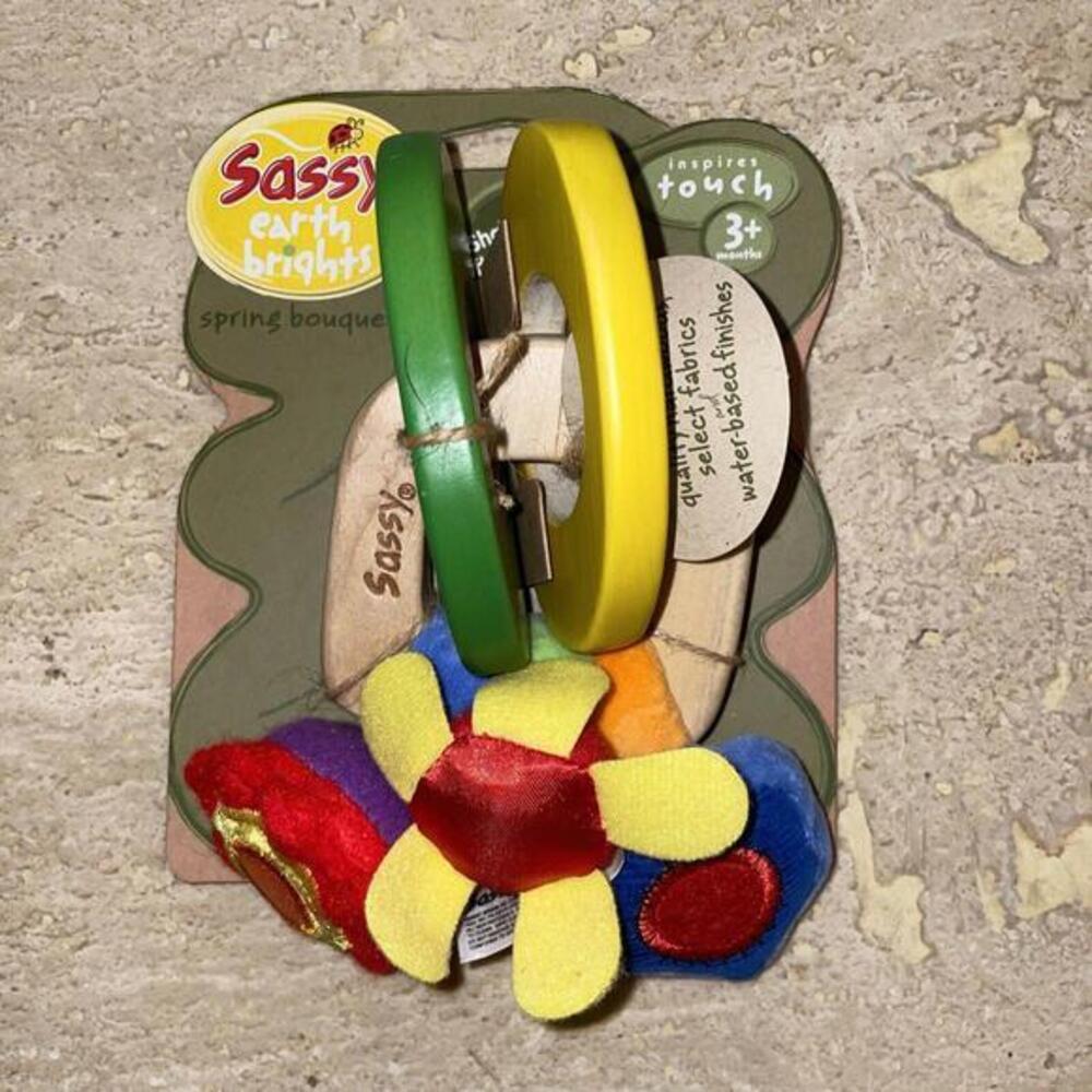 Sassy Earth Brights Spring Boutique Touch Rattle Toy NWT‎